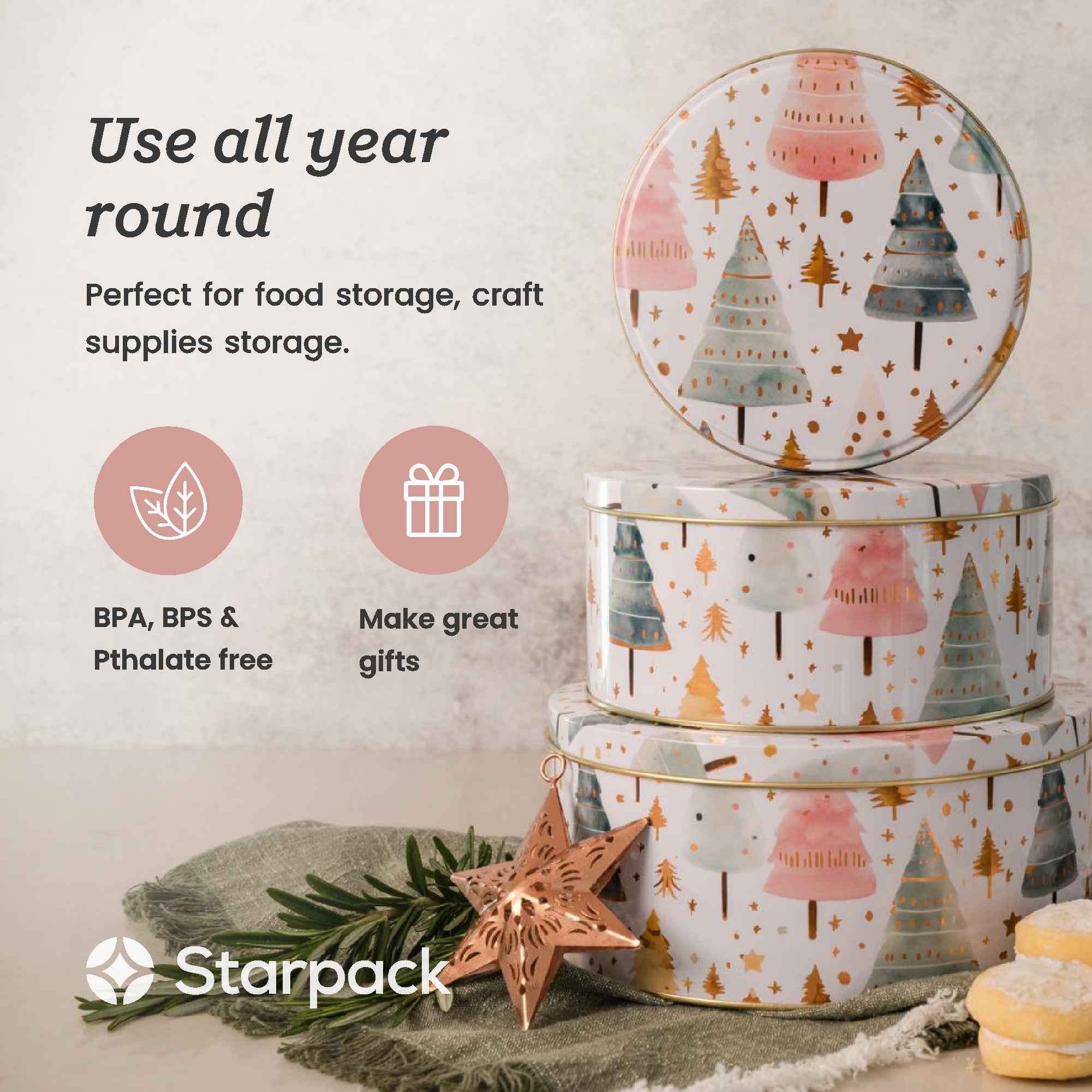 Smart Cookies - Cookie Gift Tins set of 3 - Festive