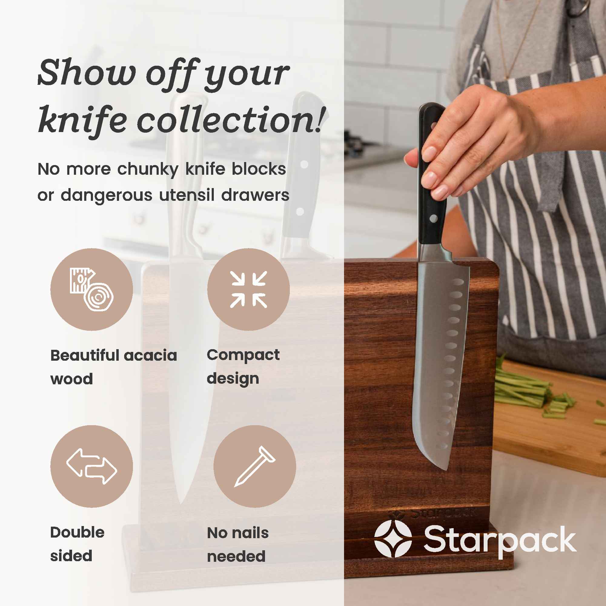 Fatal Attraction - Wooden Magnetic Knife Holder