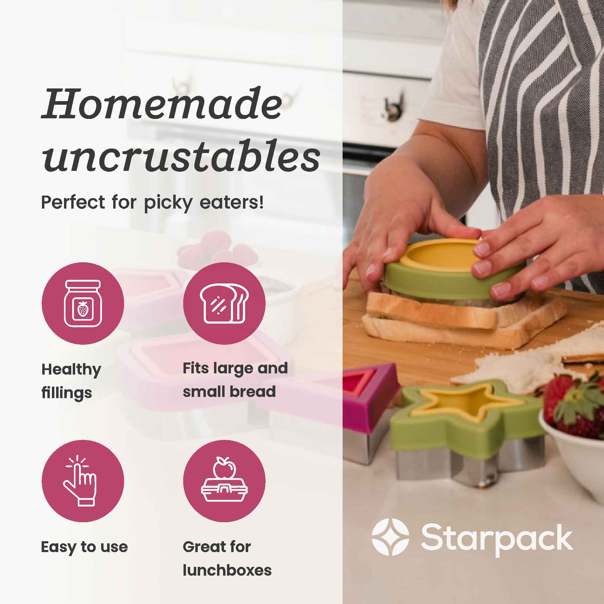 No Crusts Pockets - 6 piece sandwich cutter & sealer set