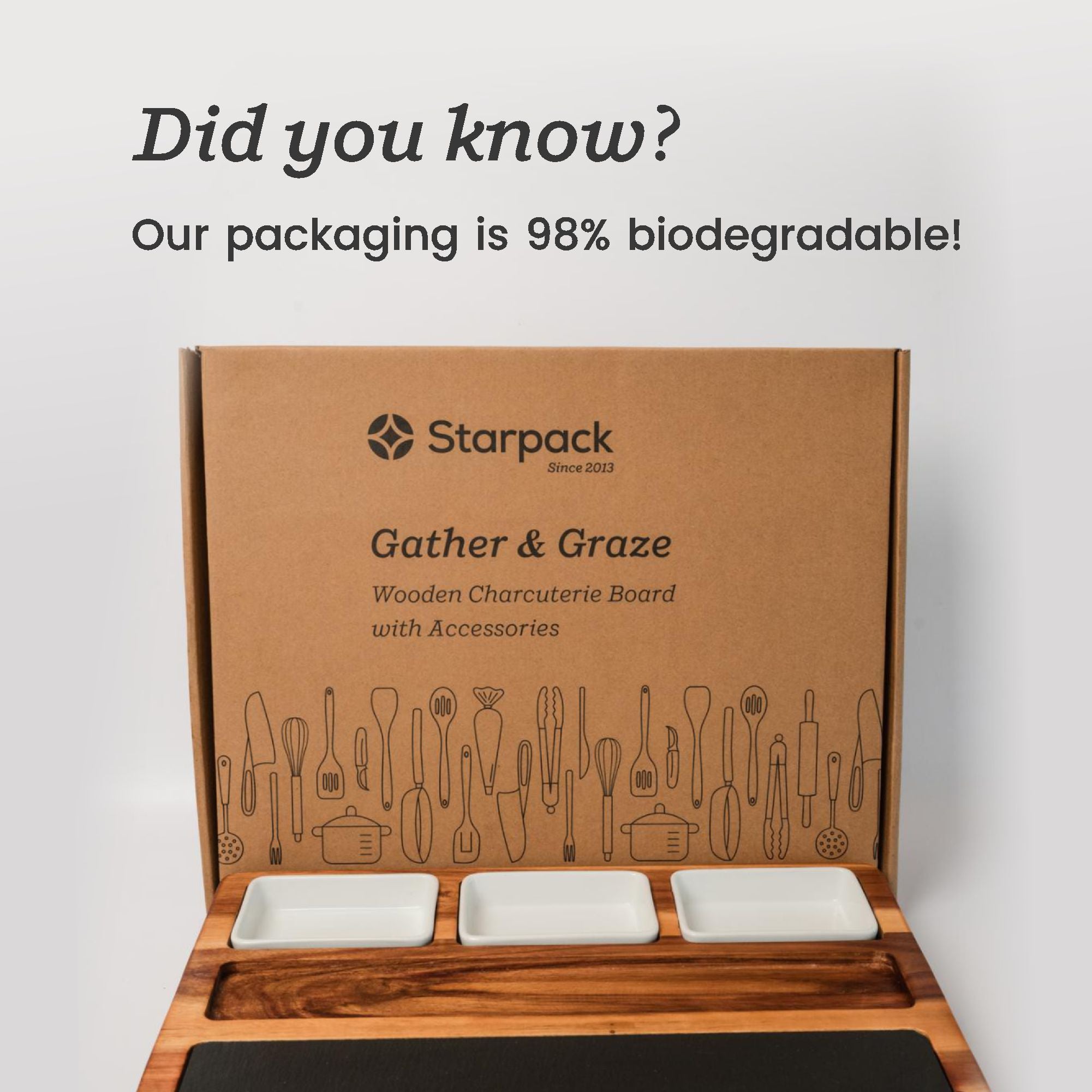 Gather & Graze - Wooden Charcuterie & Cheese Board with Accessories