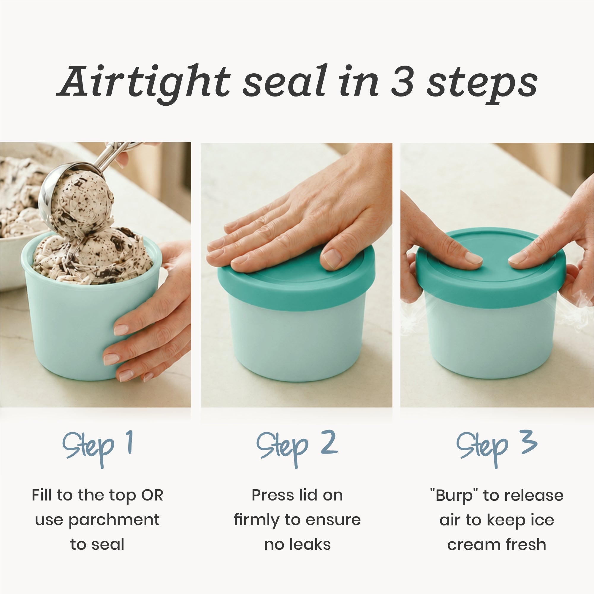 Freeze the Day | Ice Cream Freezer Container 13.5oz Set of 4 | Mint / Lavender