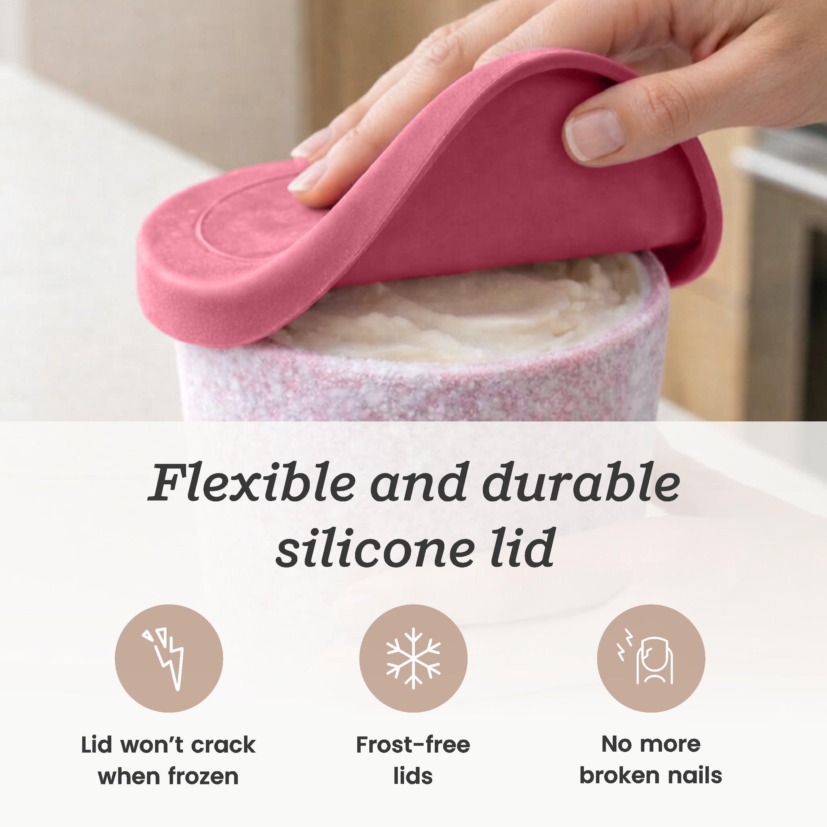Freeze the Day | Ice Cream Freezer Lids 1Qt Set of 2 with Pens | Sage / Pink