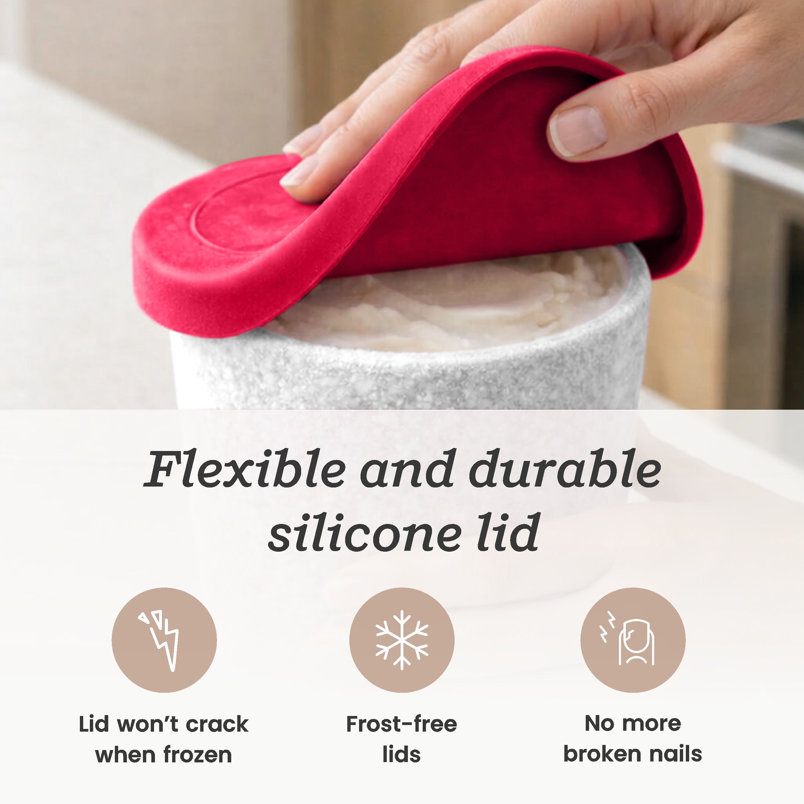 Freeze the Day | Ice Cream Freezer Lids 1Qt Set of 2 with Pens | White / Red