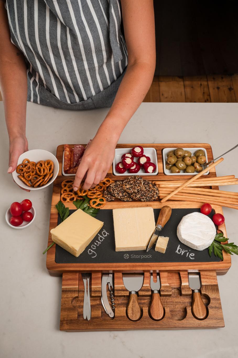 Gather & Graze - Wooden Charcuterie & Cheese Board with Accessories