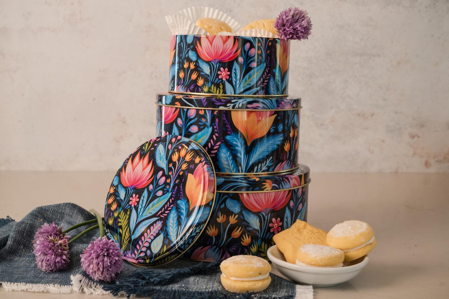 Smart Cookies - Cookie Gift Tins set of 3 - Floral