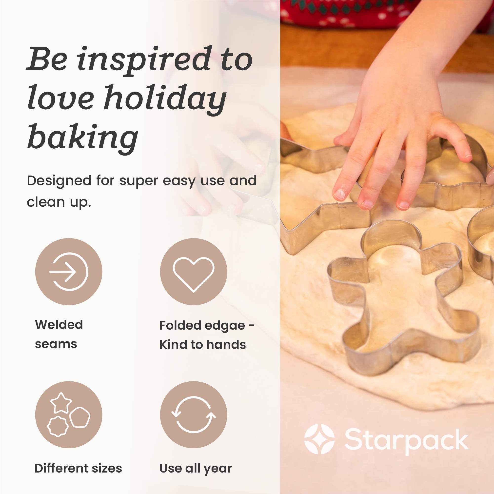 Starpack Christmas cookie cutters with various festive shapes, perfect for creating themed cookies for holiday celebrations