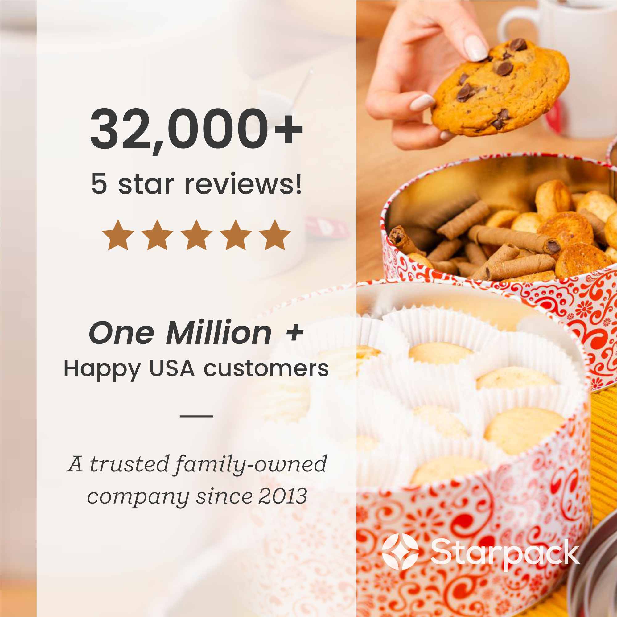 Starpack 3-pack cookie tins with festive designs, perfect for storing and gifting homemade cookies.