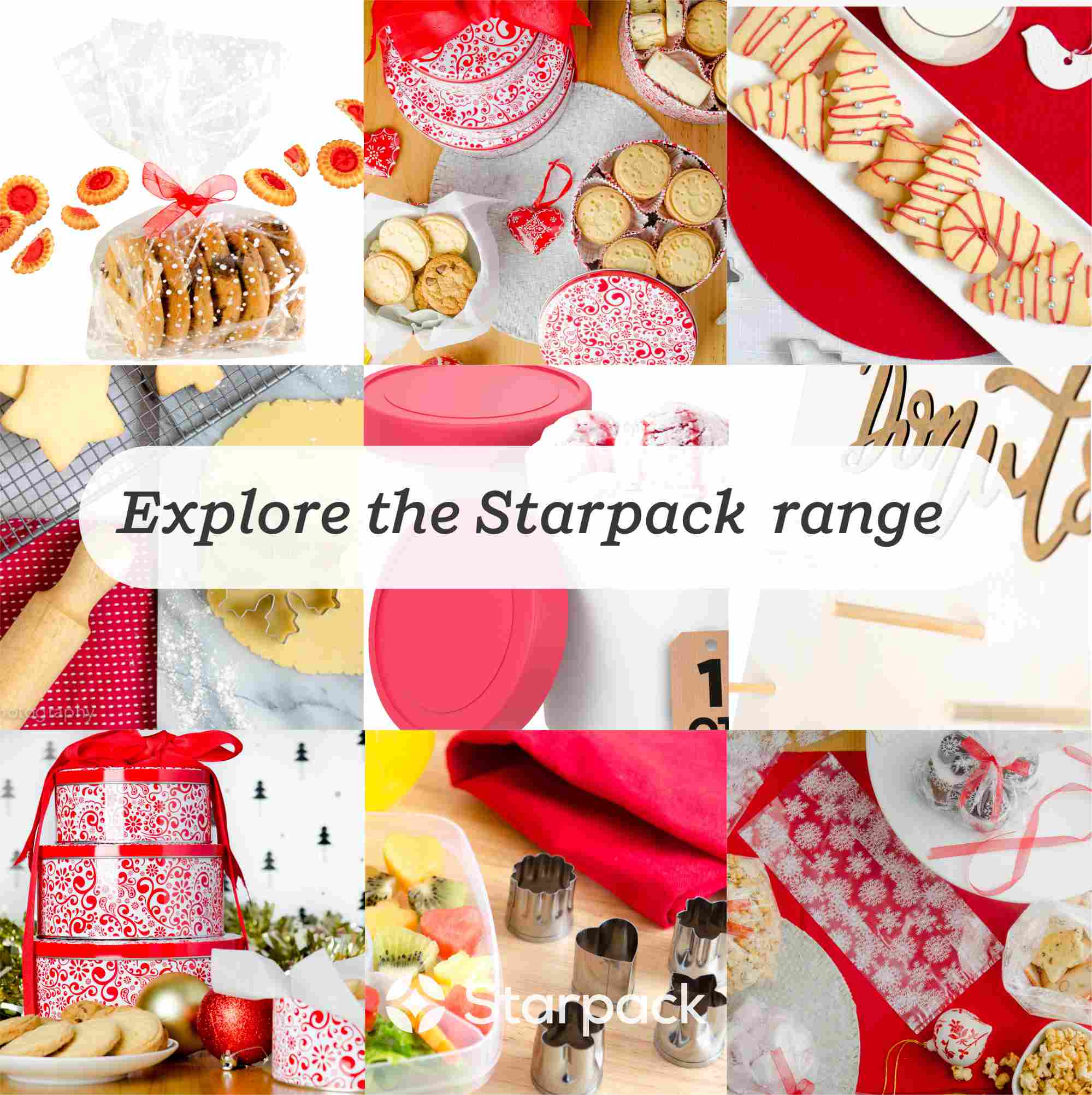 Starpack 3-pack cookie tins with festive designs, perfect for storing and gifting homemade cookies.