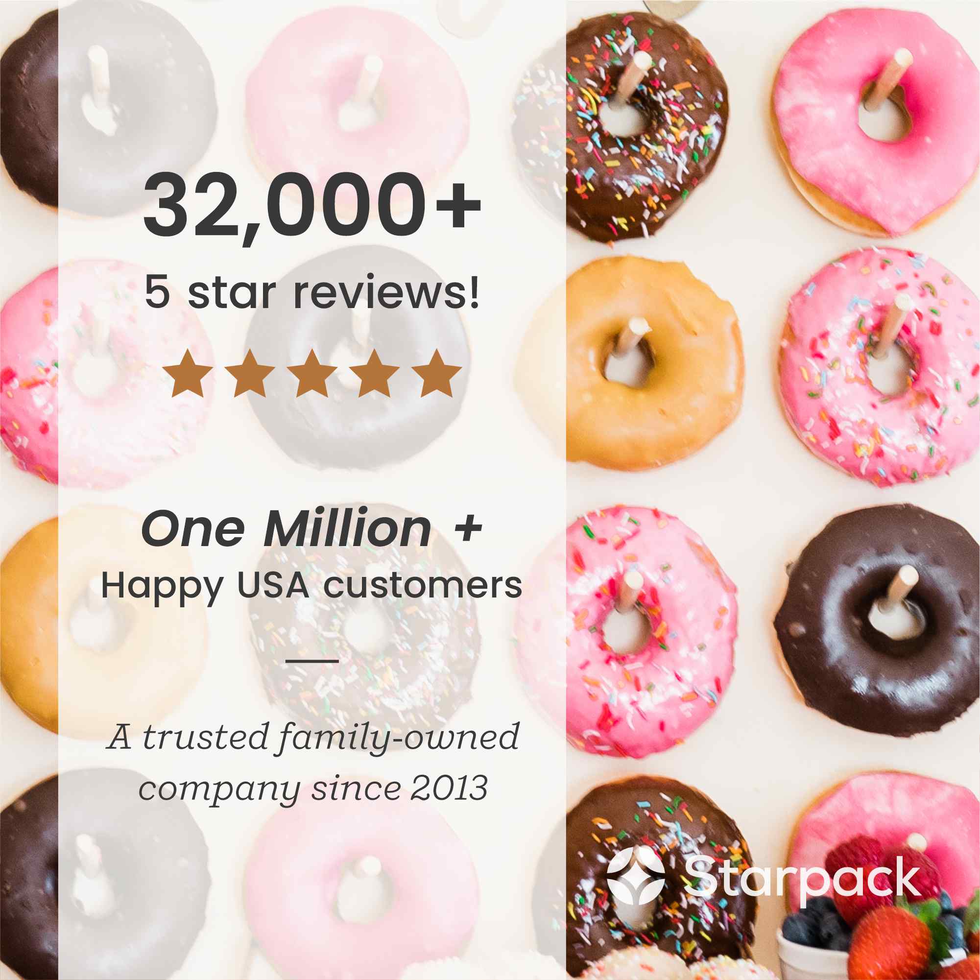 Starpack donut wall stand with multiple tiers, perfect for displaying and serving donuts at parties and events.