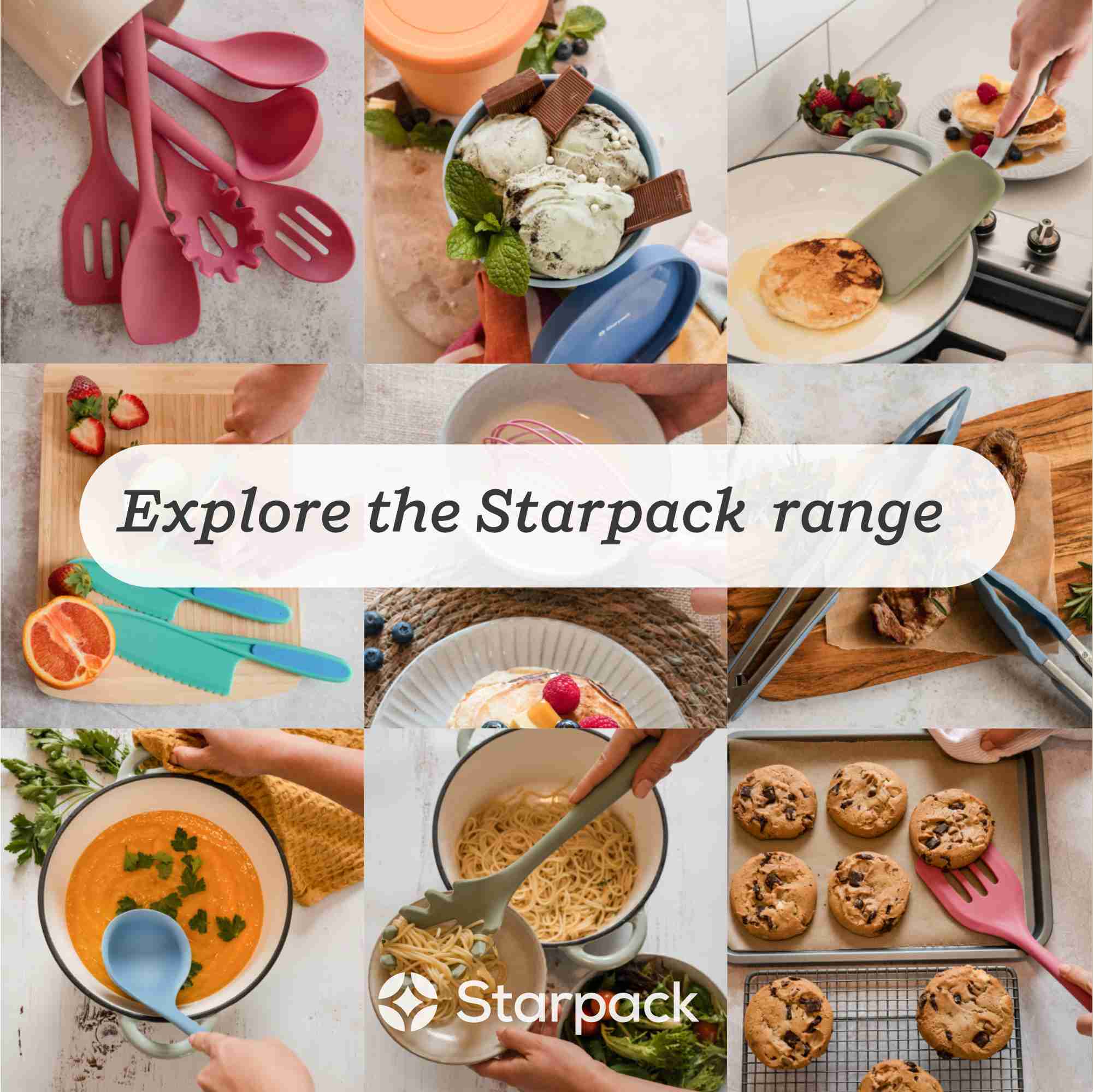 Starpack 2-pack ice cream freezer containers with colorful silicone lids, featuring a frost-free and leak-proof design, perfect for storing homemade ice cream.