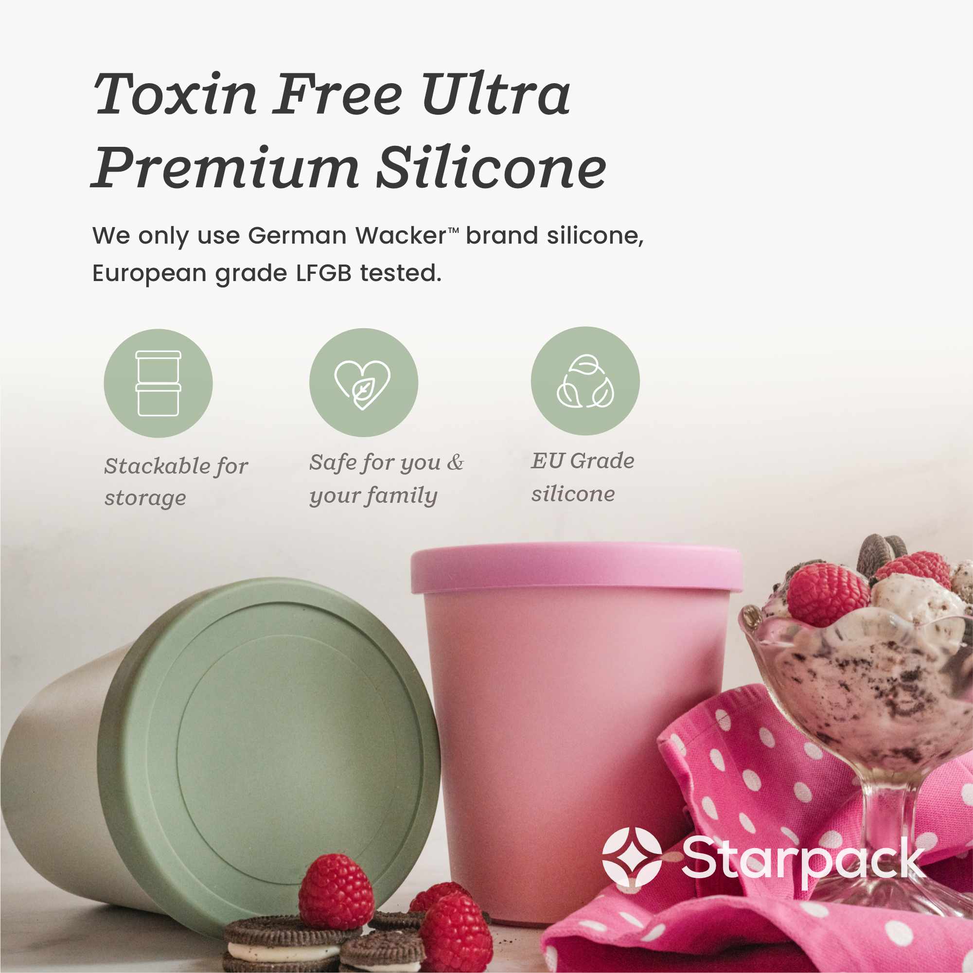 Freeze the Day | Ice Cream Freezer Container 1Qt Set of 2