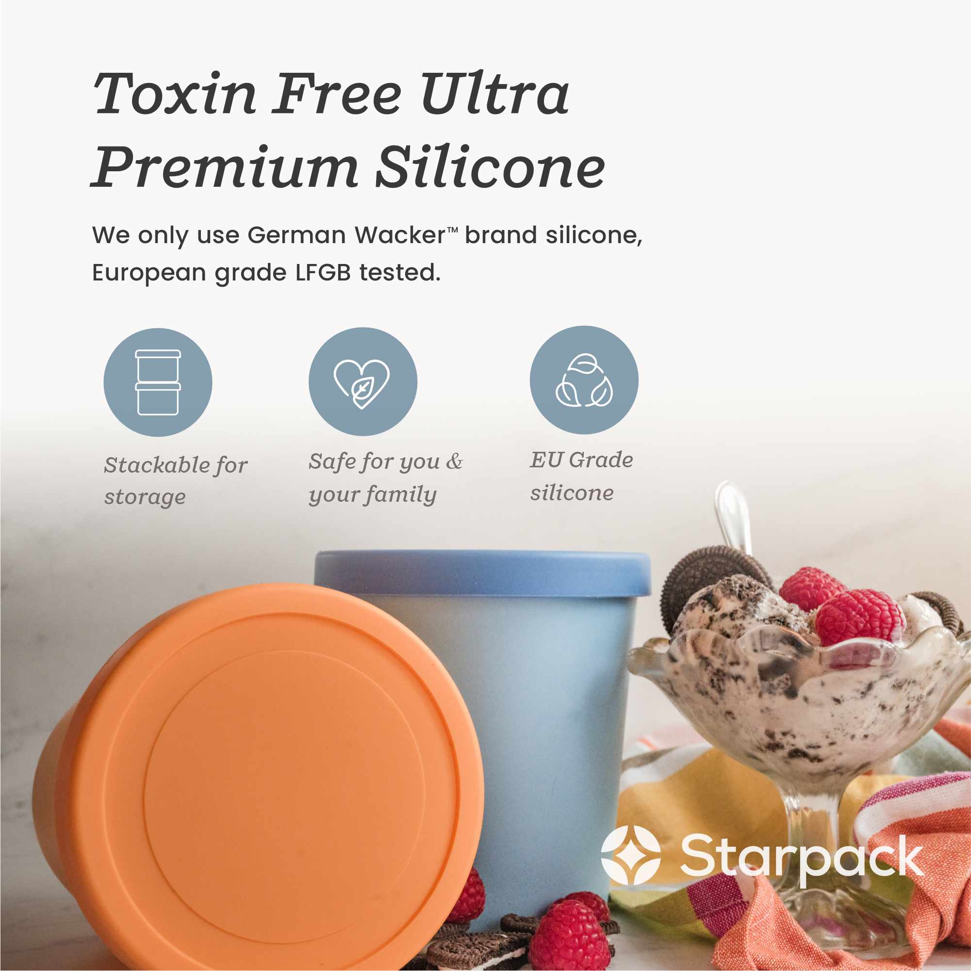 Freeze the Day | Ice Cream Freezer Container 1Qt Set of 2