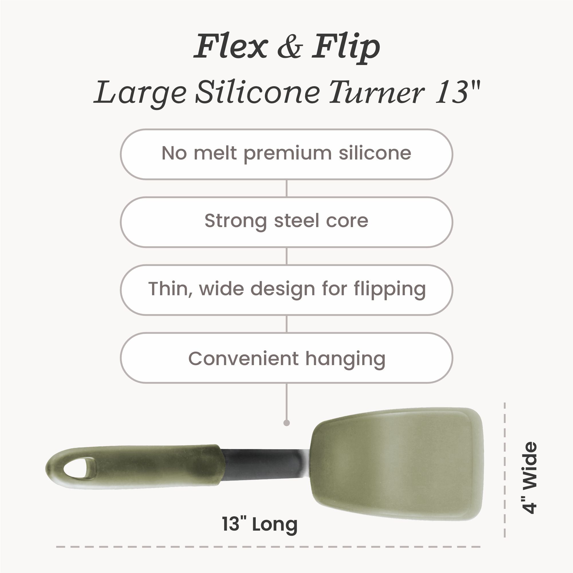 Starpack small flex turner with a flexible, heat-resistant silicone head and a sturdy handle, ideal for flipping and serving smaller portions