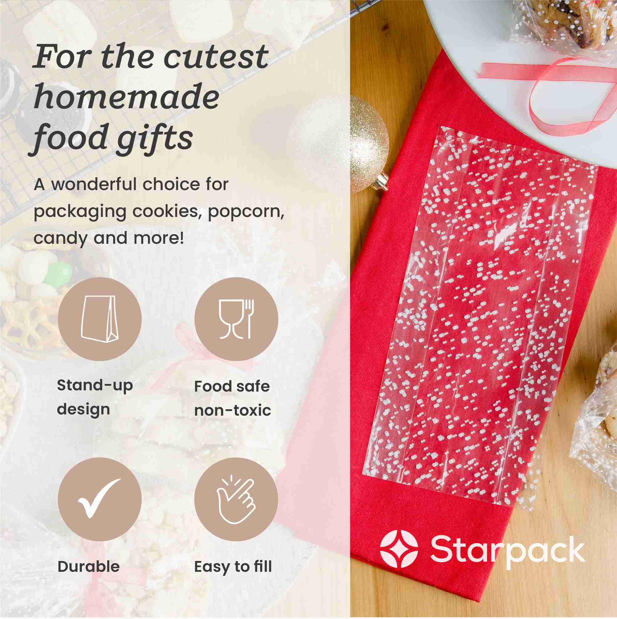 Starpack small treat bags with colorful designs, perfect for packaging and gifting small treats or party favors.