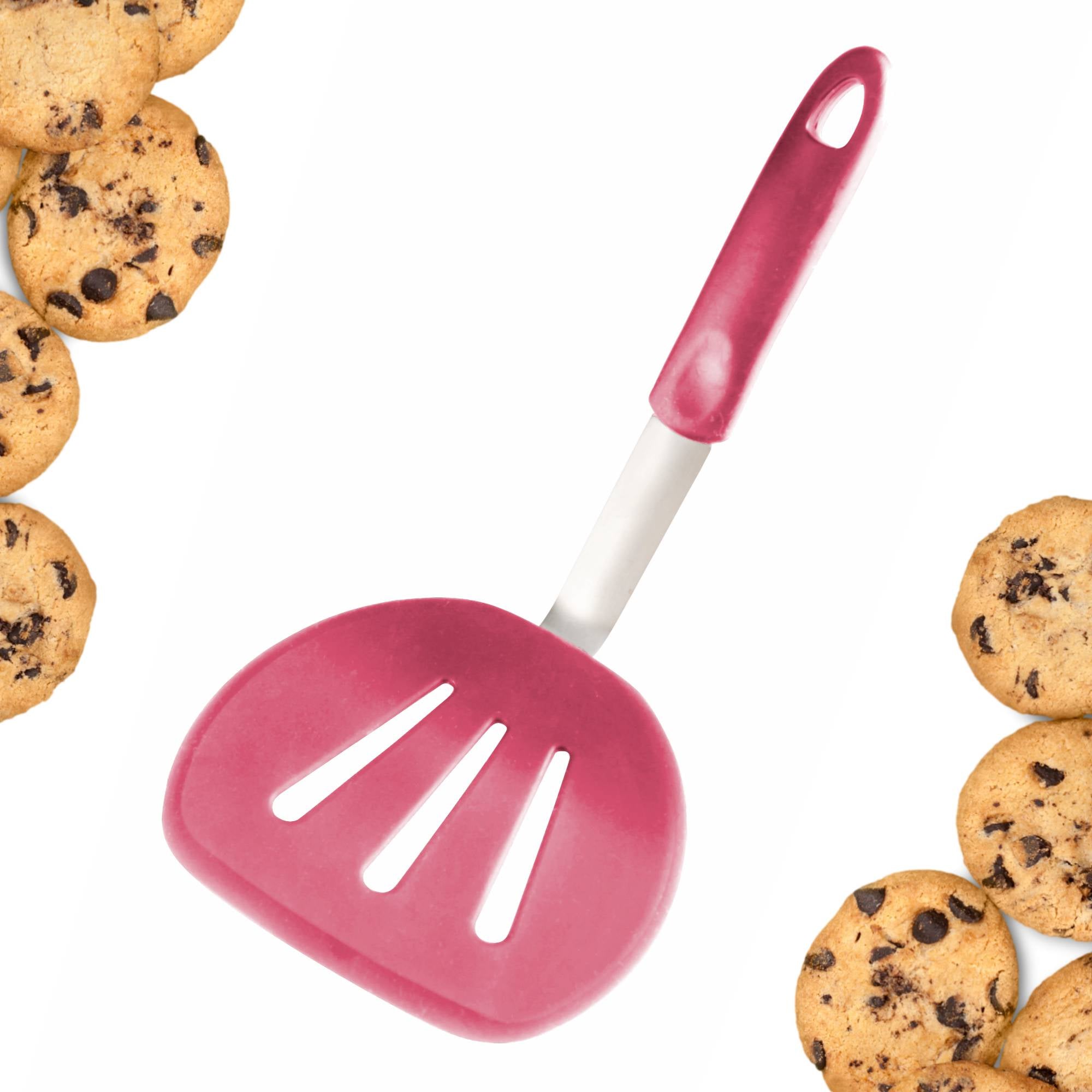 Starpack wide flex slotted turner with a flexible, heat-resistant silicone head and a sturdy handle, designed for flipping and draining larger portions