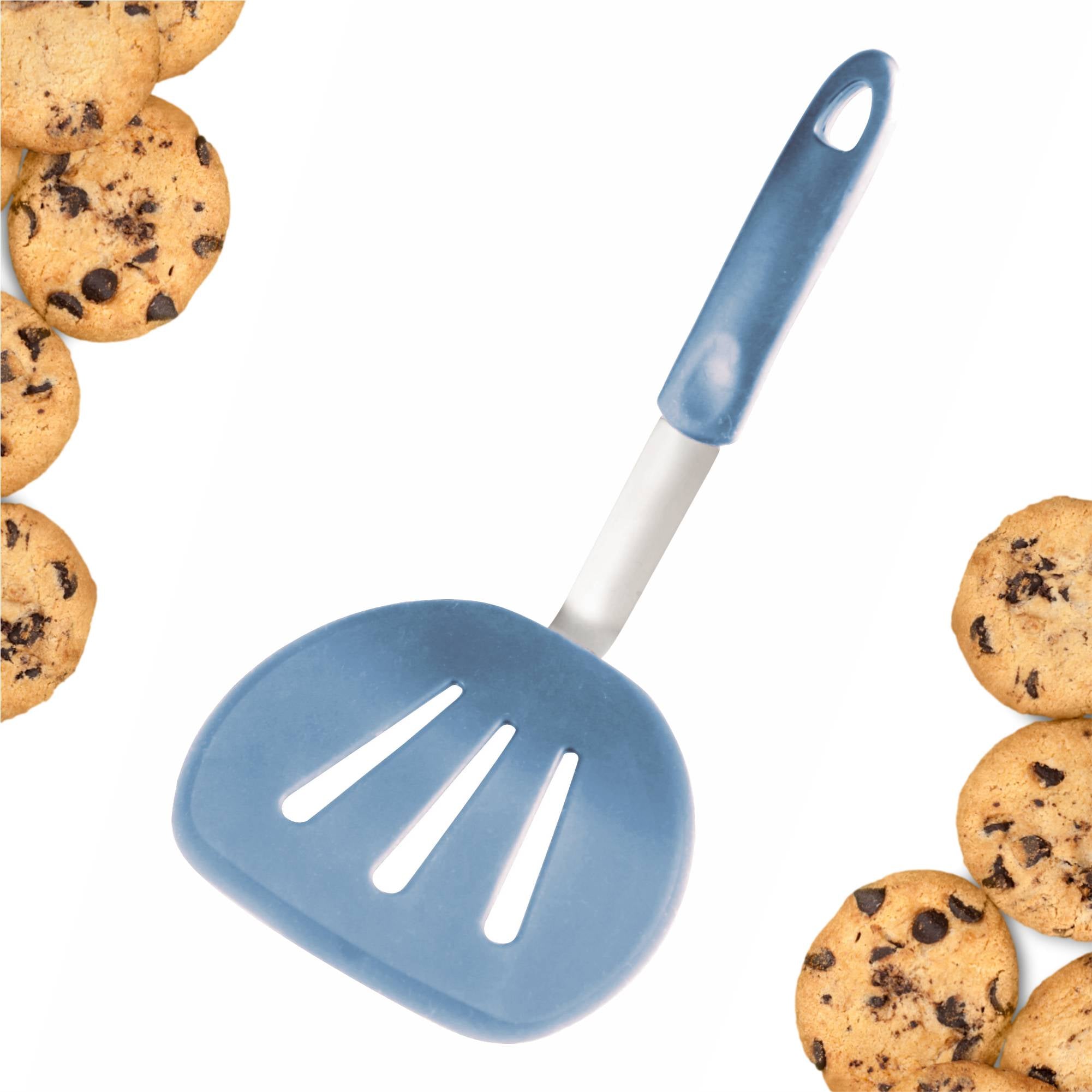 Starpack wide flex slotted turner with a flexible, heat-resistant silicone head and a sturdy handle, designed for flipping and draining larger portions