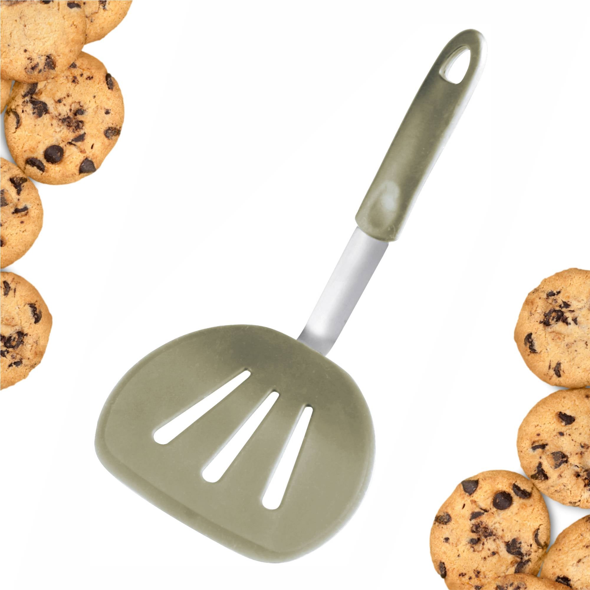 Starpack wide flex slotted turner with a flexible, heat-resistant silicone head and a sturdy handle, designed for flipping and draining larger portions