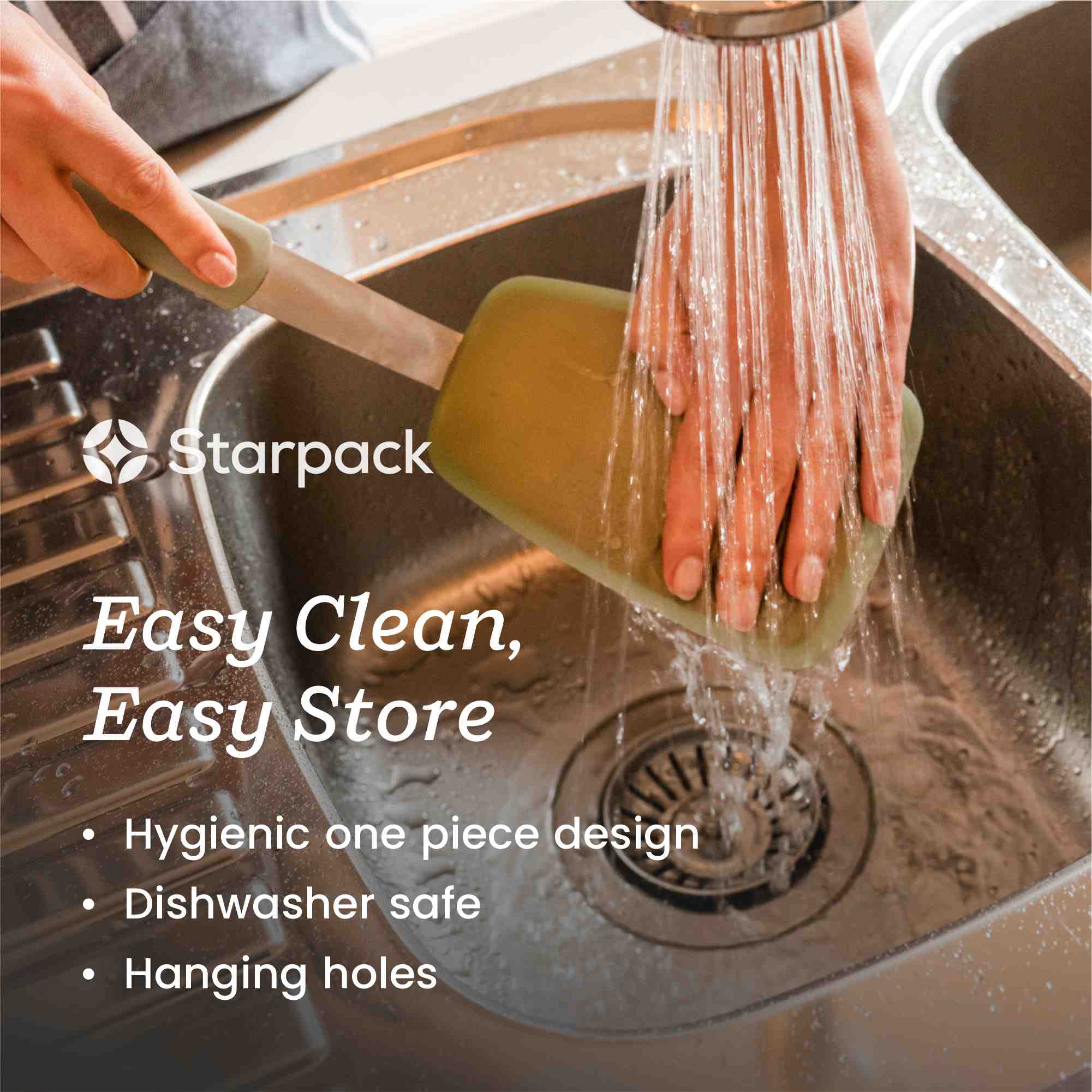 Starpack wide flex slotted turner with a flexible, heat-resistant silicone head and a sturdy handle, designed for flipping and draining larger portions