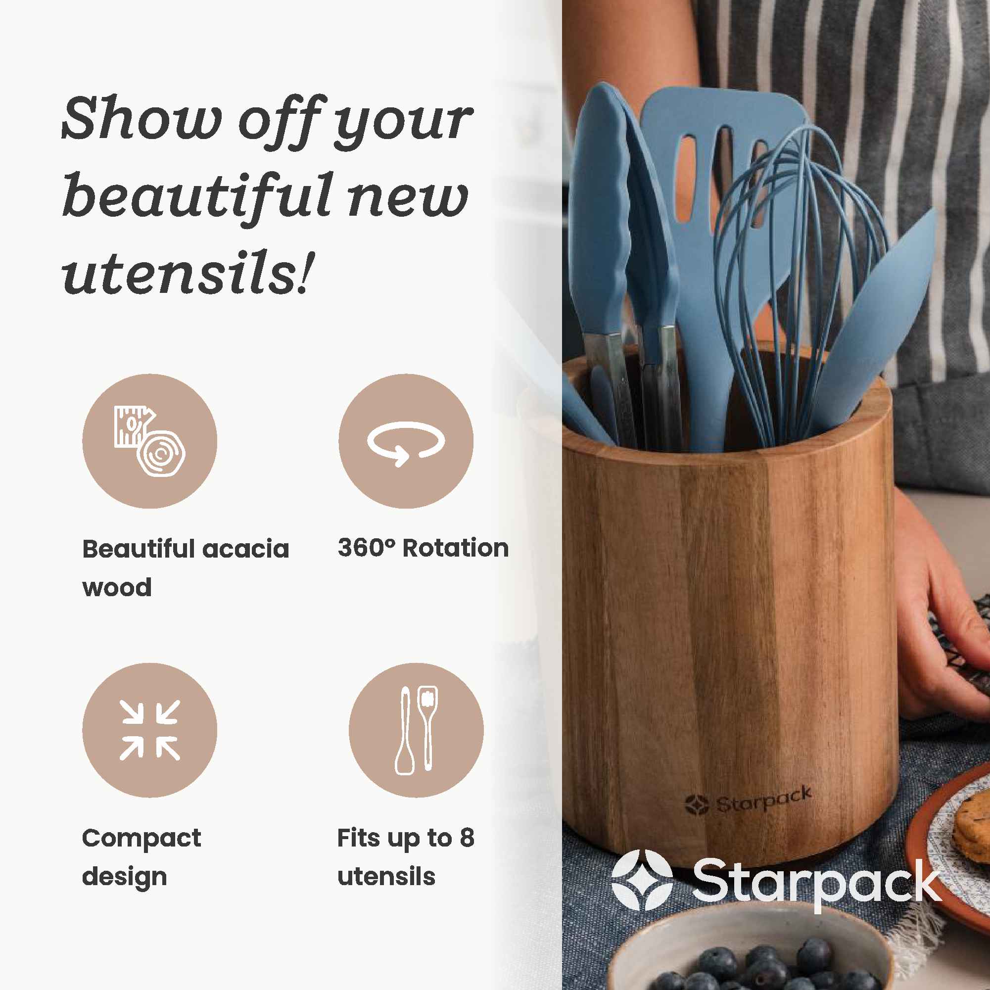 Show Off - Wooden Rotating Utensil Holder