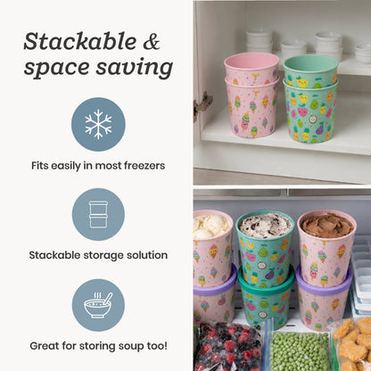 Freeze the Day | Ice Cream Freezer Container 1Qt Set of 2 - Purple &amp; Green | Purple / Green