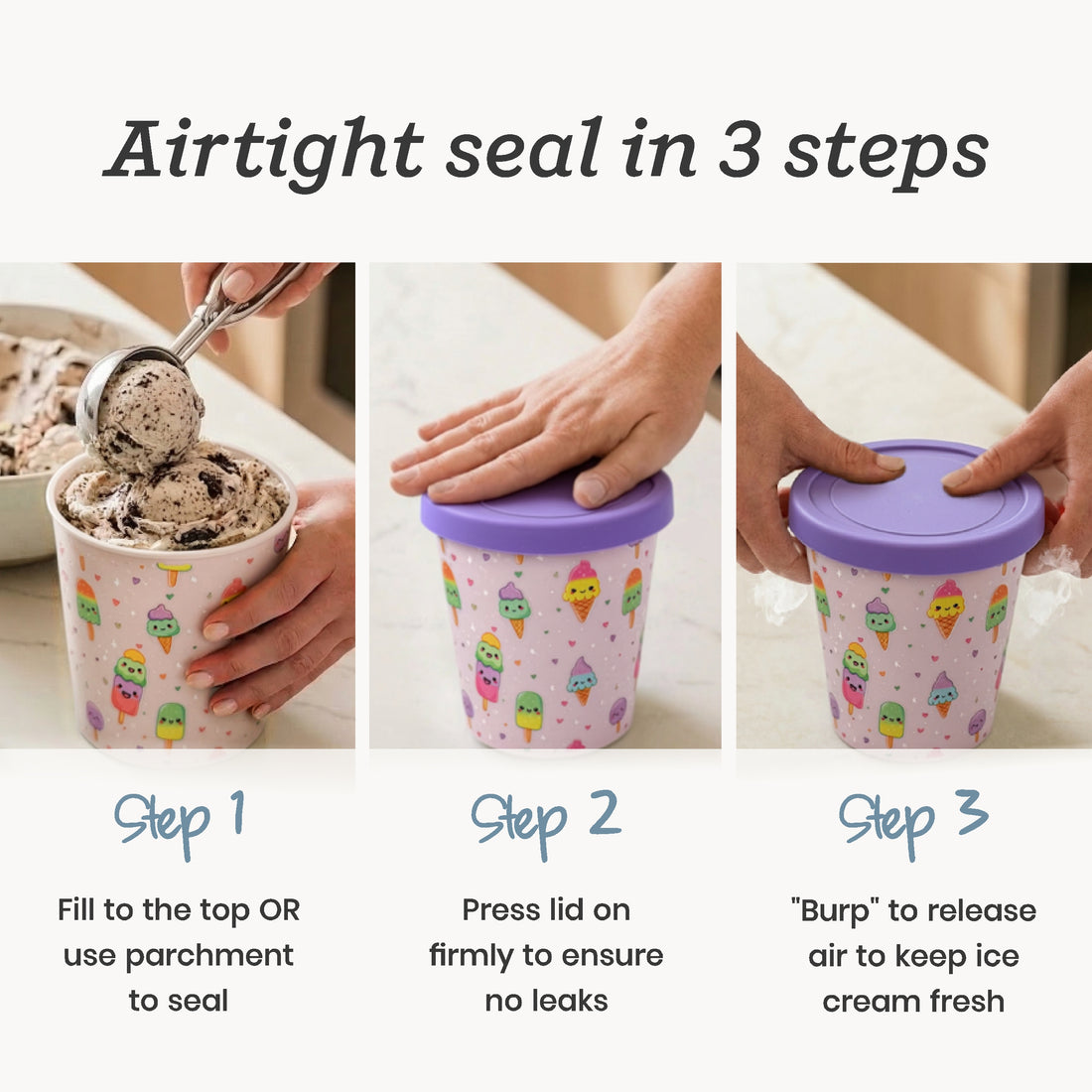 Freeze the Day | Ice Cream Freezer Container 1Qt Set of 2 - Purple &amp; Green | Purple / Green