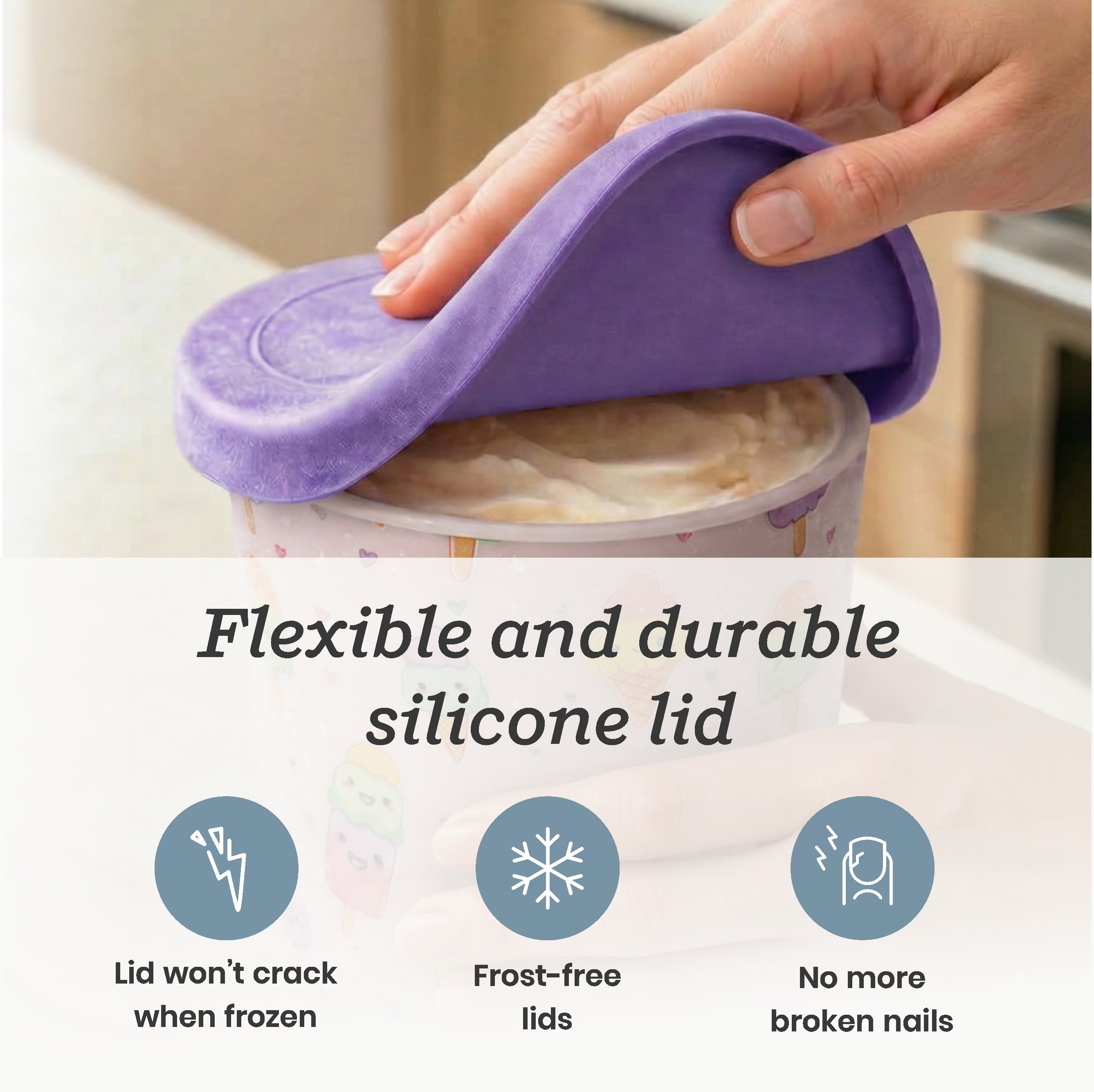 Freeze the Day | Ice Cream Freezer Container 1Qt Set of 2 - Purple &amp; Green | Purple / Green