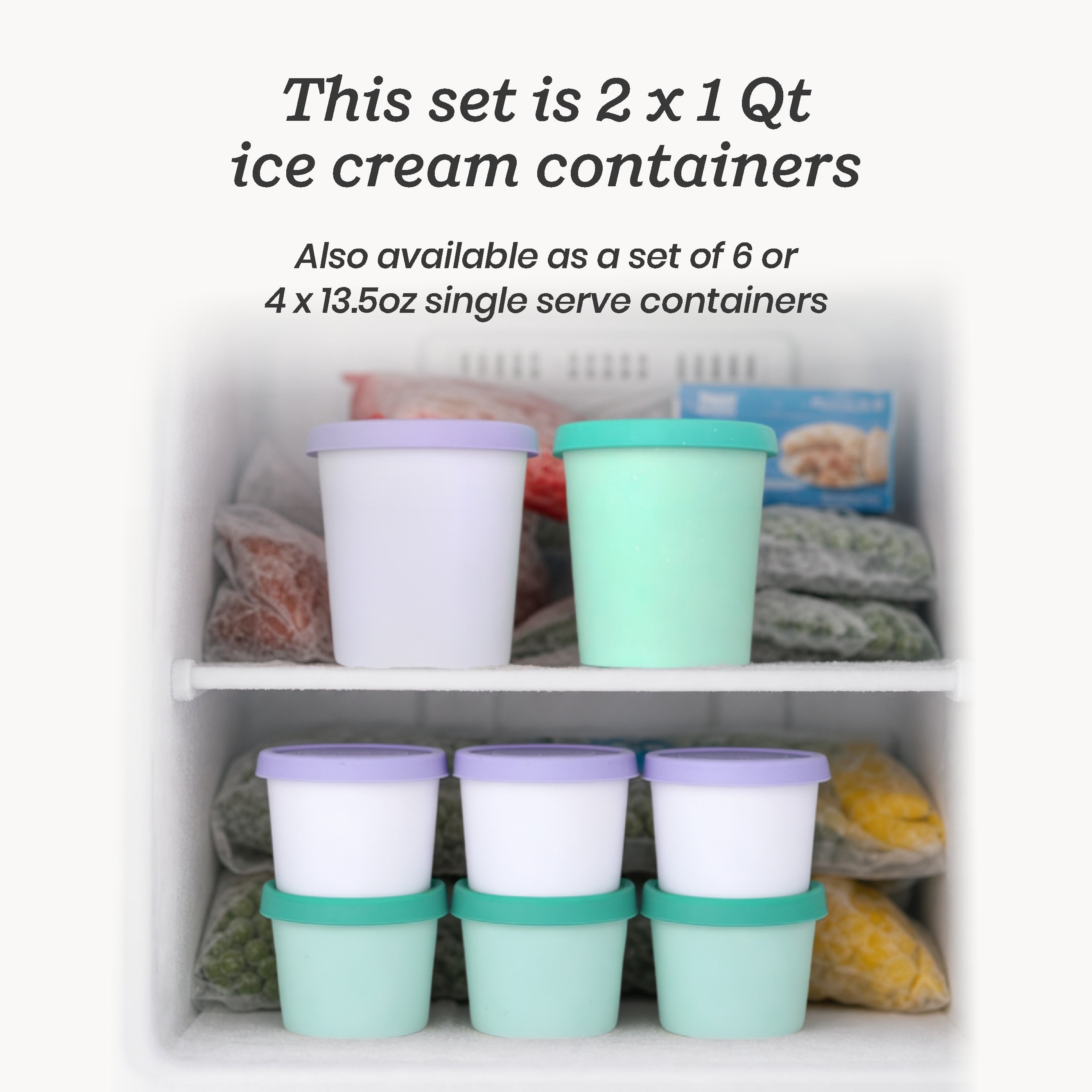 Freeze the Day | Ice Cream Freezer Container 1Qt Set of 2 - Mint &amp; Lavender | Mint / Lavender