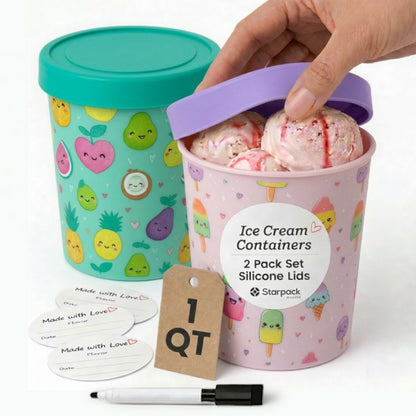 Freeze the Day | Ice Cream Freezer Container 1Qt Set of 2 - Purple &amp; Green | Purple / Green