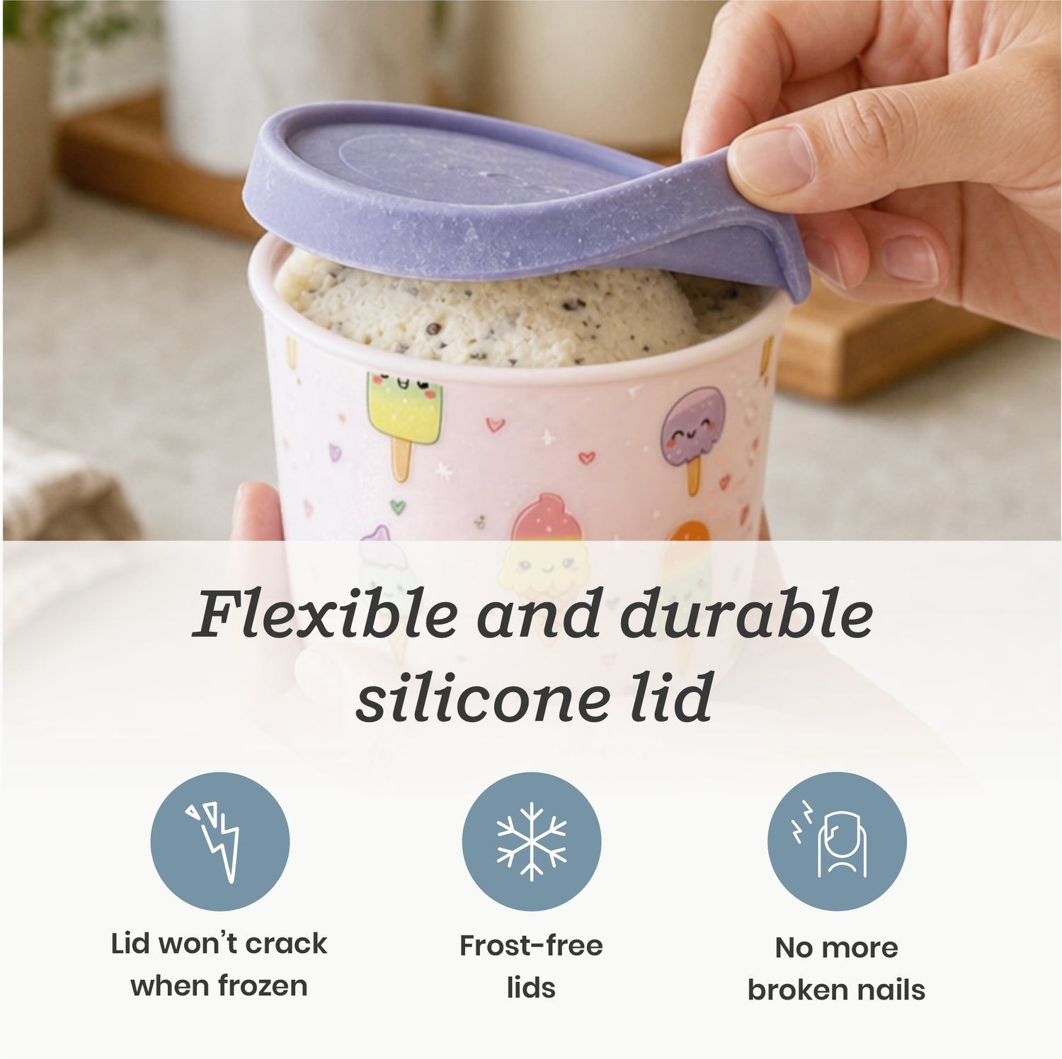 Freeze the Day | Ice Cream Freezer Container 13.5oz Set of 6 | Purple / Green