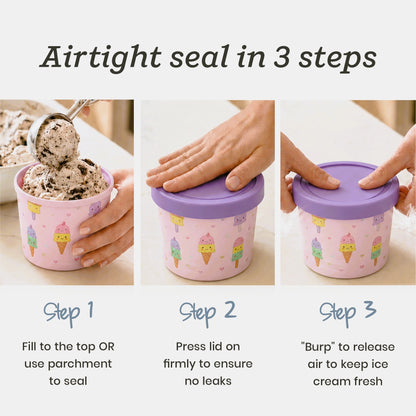 Freeze the Day | Ice Cream Freezer Container 13.5oz Set of 6 | Purple / Green