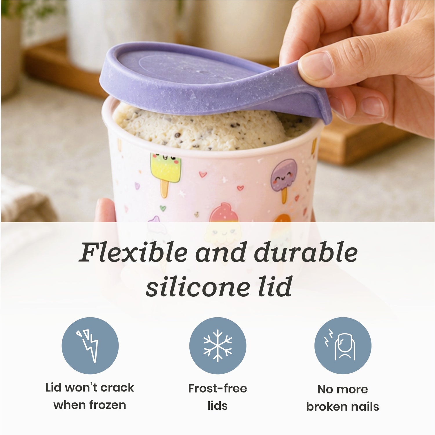 Freeze the Day | Ice Cream Freezer Container 13.5oz Set of 6 | Purple / Green