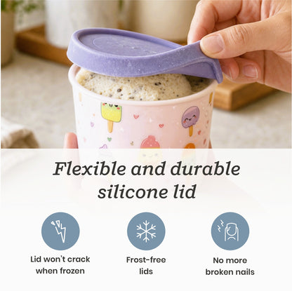 Freeze the Day | Ice Cream Freezer Container 13.5oz Set of 6 | Purple / Green