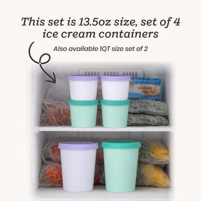 Freeze the Day | Ice Cream Freezer Container 13.5oz Set of 4 | Mint / Lavender