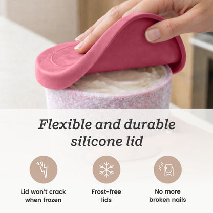Freeze the Day | Ice Cream Freezer Lids 1Qt Set of 2 with Pens | Sage / Pink